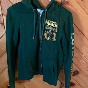 PINK, packers zip up sweatshirt